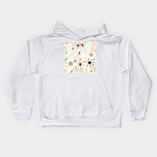 Cool Mint Spring Flower Pattern Kids Hoodie